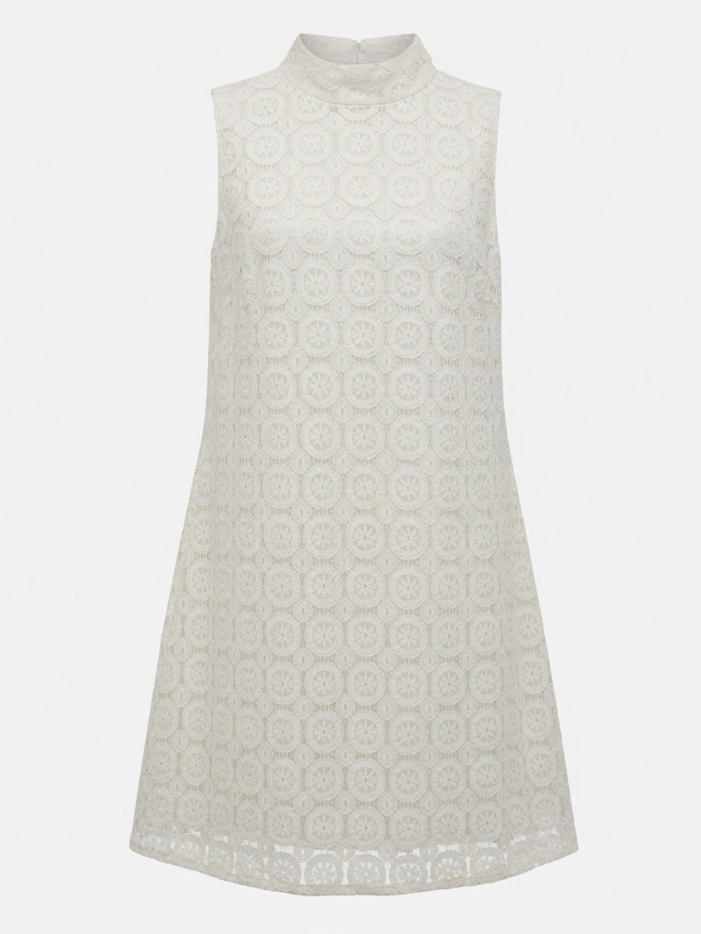 LX037/ American Living Cotton Blend Lace Mock-Neck Dress Cream Sz 10 $89